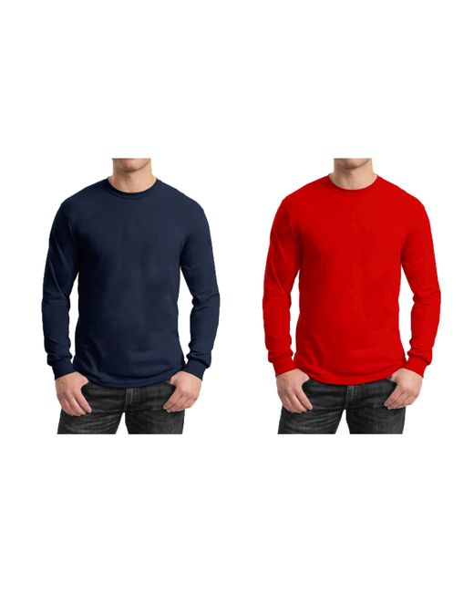 Galaxy By Harvic 2-Pack Egyptian Cotton-Blend Long Sleeve Crew Neck Tee Red