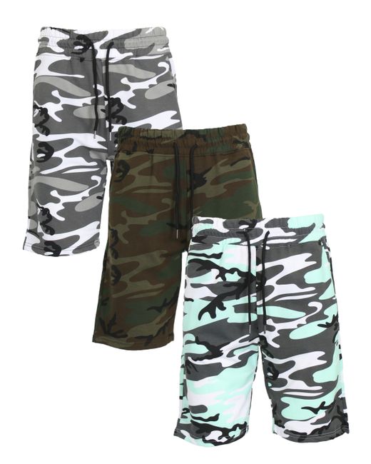 Galaxy By Harvic Camo Printed French Terry Shorts Pack of 3