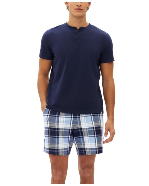 Gap 2-Pc. Henley Shirt Plaid Shorts Pajama Set