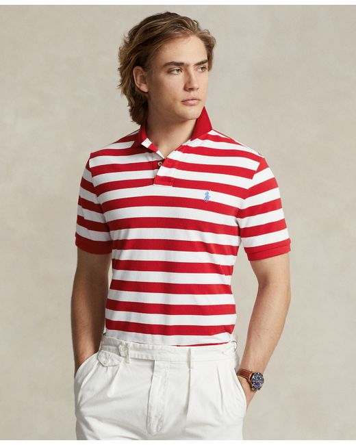 Polo Ralph Lauren Classic-Fit Striped Mesh Polo Shirt white