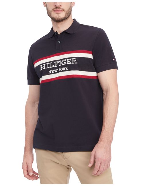 Tommy Hilfiger Regular-Fit Colorblocked Stripe Monotype Logo Embroidered Polo Shirt