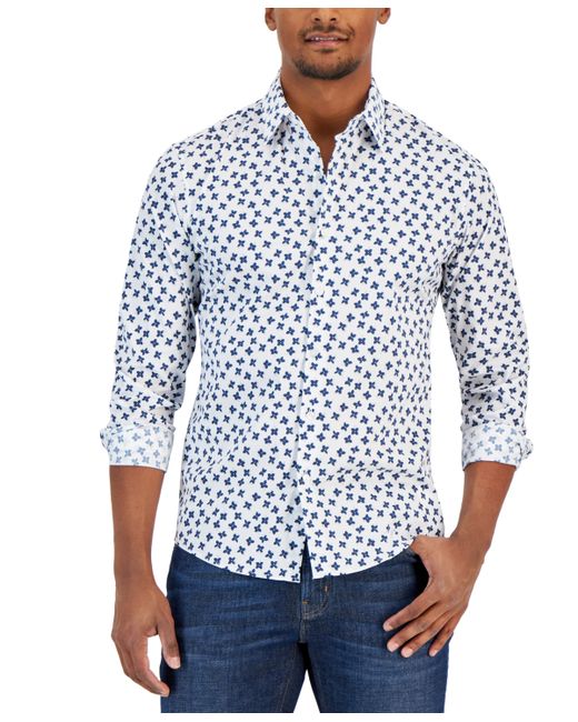 Michael Kors Slim Fit Stretch Floral Print Long Sleeve Shirt