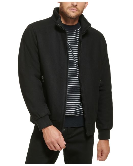 Calvin Klein Wool Bomber Jacket With Knit Trim