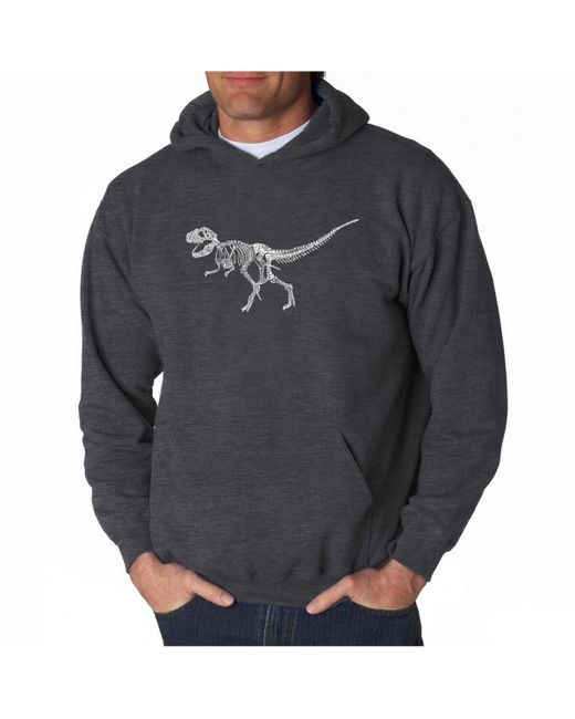 La Pop Art Word Art Hooded Sweatshirt Dinosaur T-Rex Skeleton