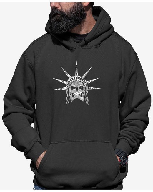 La Pop Art Freedom Skull Word Art Long Sleeve Hooded Sweatshirt