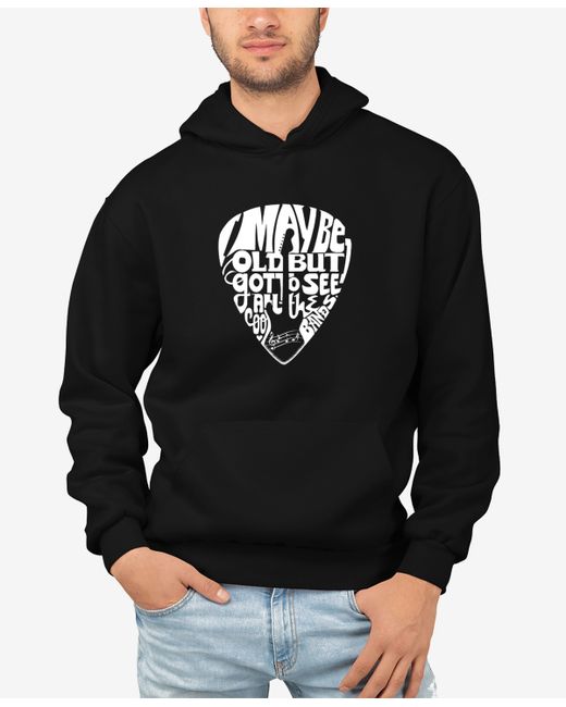 La Pop Art Guitar Pick Word Art Long Sleeve Hooded Sweatshirt