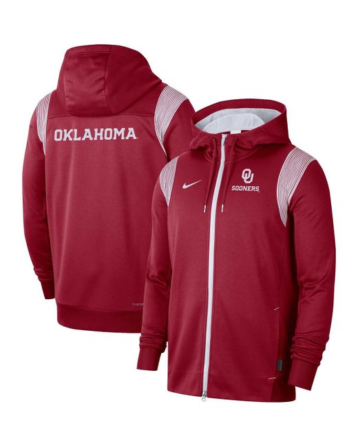 Nike Oklahoma Sooners 2022 Sideline Lockup Performance Full-Zip Hoodie Jacket