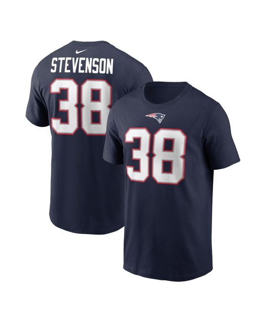 Nike Rhamondre Stevenson New England Patriots Player Name and Number T-shirt