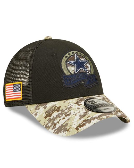 New Era Camo Dallas Cowboys 2022 Salute To Service 9FORTY Snapback Trucker Hat