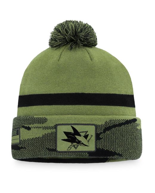 Fanatics San Jose Sharks Military-Inspired Appreciation Cuffed Knit Hat with Pom