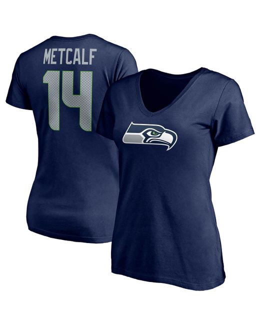 Fanatics Dk Metcalf College Seattle Seahawks Player Icon Name and Number V-Neck T-shirt