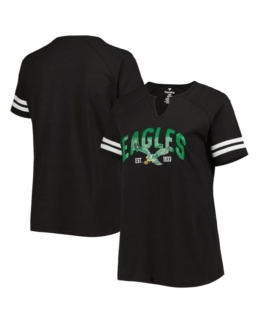 Fanatics Philadelphia Eagles Plus Throwback Notch Neck Raglan T-shirt