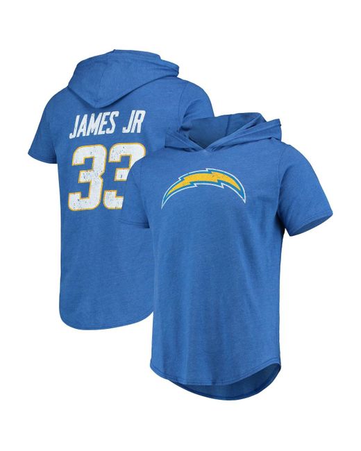 Majestic Derwin James Jr. Heathered Los Angeles Chargers Player Name and Number Tri-Blend Hoodie T-shirt