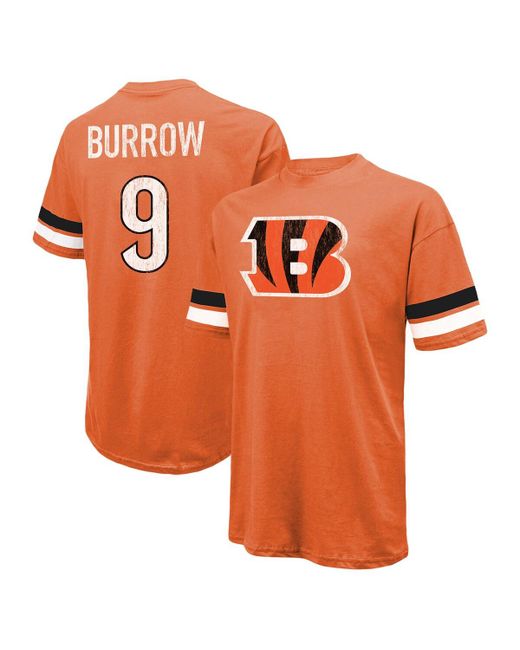 Majestic Threads Joe Burrow Distressed Cincinnati Bengals Name and Number Oversize Fit T-shirt