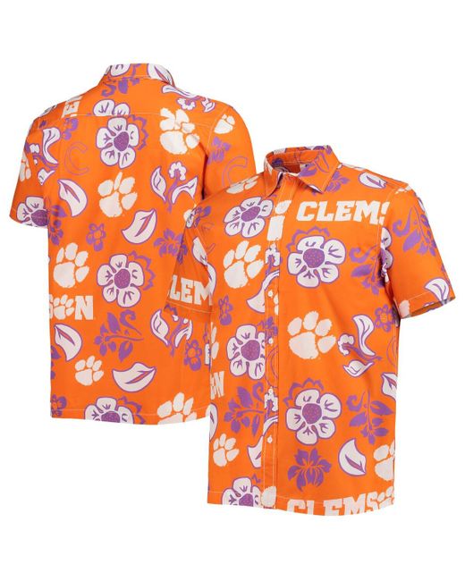 Wes & Willy Clemson Tigers Floral Button-Up Shirt