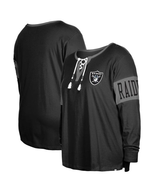 New Era Las Vegas Raiders Plus Lace-Up Notch Neck Long Sleeve T-shirt