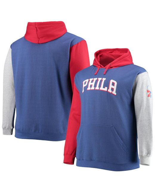 Fanatics Philadelphia 76ers Big and Tall Double Contrast Pullover Hoodie