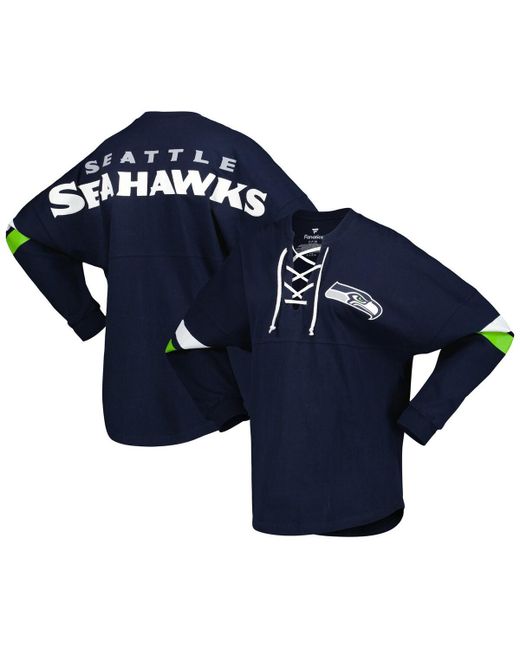 Fanatics College Seattle Seahawks Spirit Jersey Lace-Up V-Neck Long Sleeve T-shirt