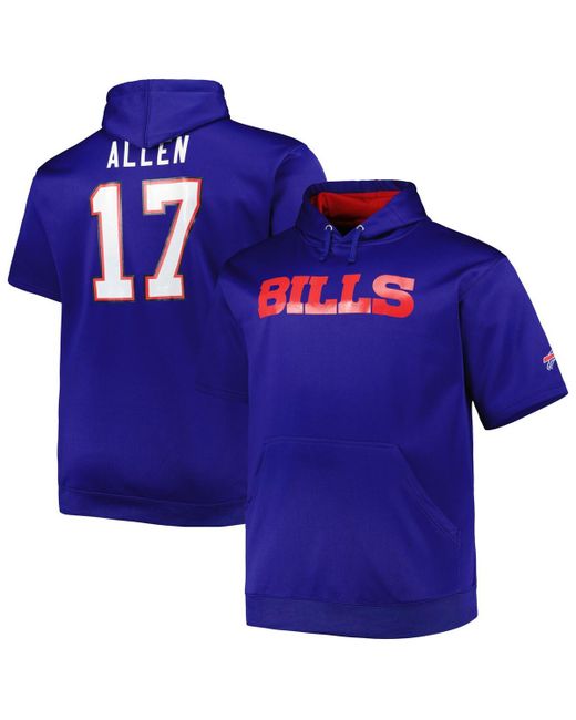 Fanatics Josh Allen Buffalo Bills Big and Tall Short Sleeve Pullover Hoodie