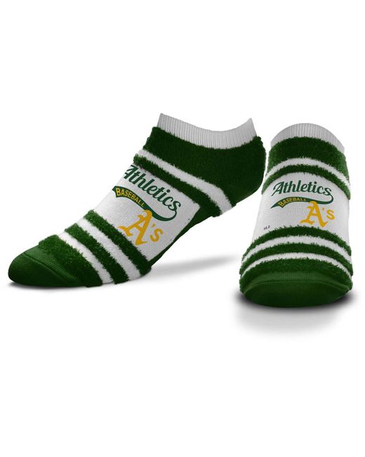 For Bare Feet Oakland Athletics Block Stripe Fuzzy Ankle Socks