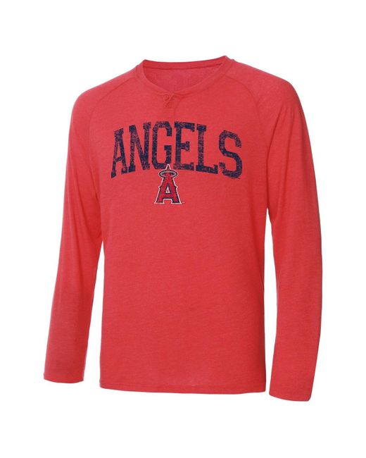 Concepts Sport Los Angeles Angels Inertia Raglan Long Sleeve Henley T-shirt