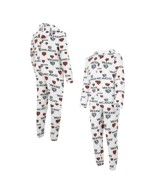 Concepts Sport Chicago Bears Allover Print Docket Union Full-Zip Hooded Pajama Suit