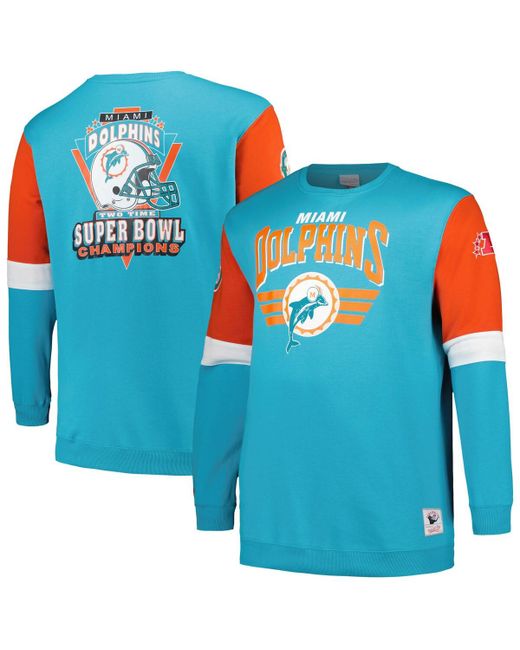 Mitchell & Ness Miami Dolphins Big and Tall Fleece Pullover Sweatshirt