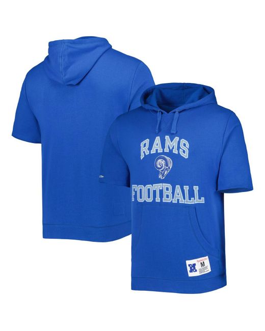 Mitchell & Ness Distressed Los Angeles Rams Washed Short Sleeve Pullover Hoodie