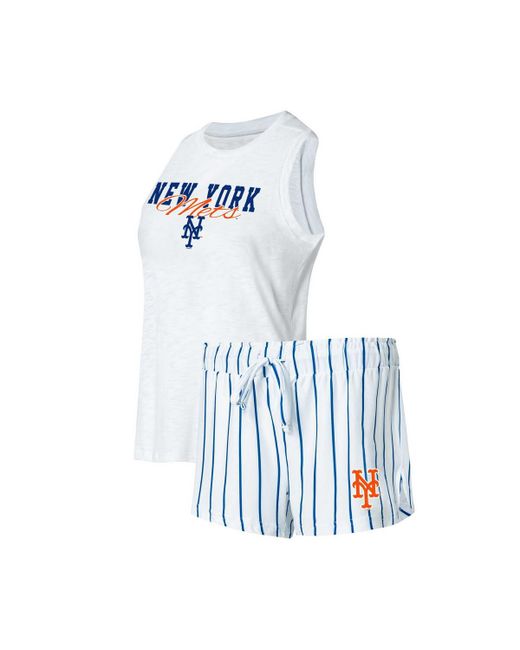 Concepts Sport New York Mets Reel Pinstripe Tank Top and Shorts Sleep Set