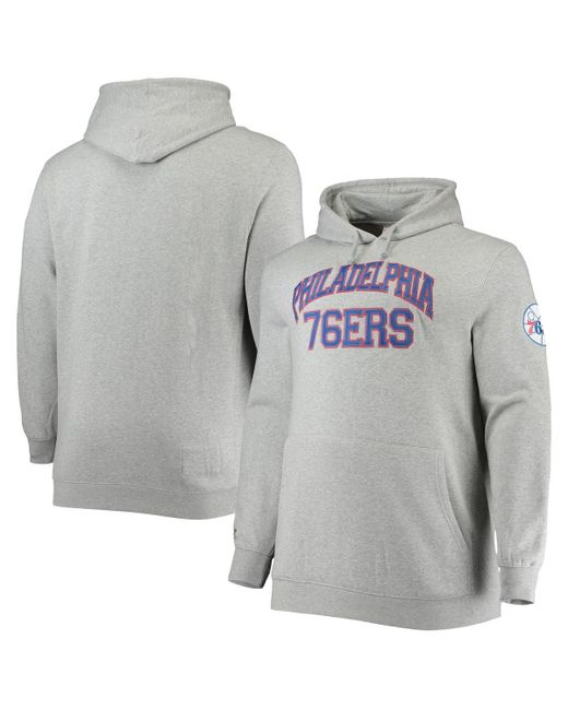 Mitchell & Ness Heather Gray Philadelphia 76Ers Hardwood Classics Big and Tall Throwback Pullover Hoodie