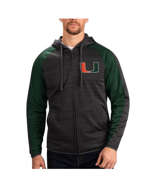 G-iii Sports By Carl Banks Miami Hurricanes Neutral Zone Raglan Full-Zip Track Jacket Hoodie