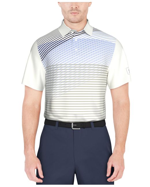 PGA Tour Asymmetric Linear-Print Short-Sleeve Golf Polo Shirt