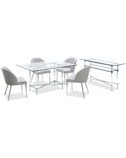 Macy's Marilyn Glass and Acrylic Dining 5pc Set Rectangular Table 4 Chairs