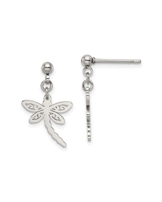 Chisel Polished Dragonfly Dangle Earrings