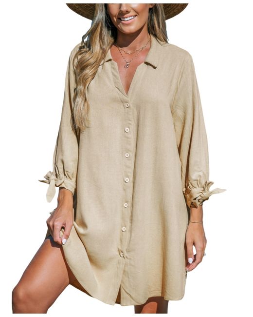 Cupshe V-Neck Button Front Cover-Up Dress