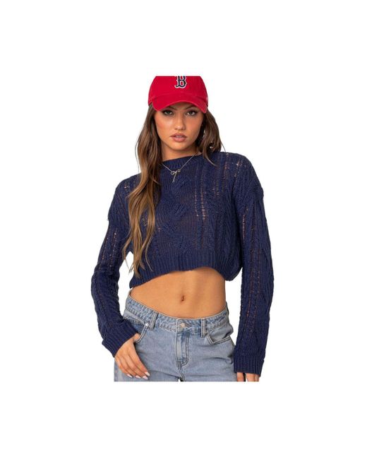 Edikted Gabrielle cropped cable knit sweater