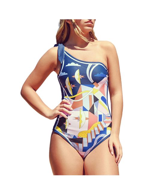 Jessie Zhao New York Dream Like Reversible One-Shoulder One-Piece Swimsuit