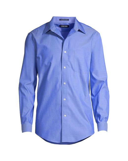 Lands' End Solid No Iron Supima Pinpoint Straight Collar Dress Shirt