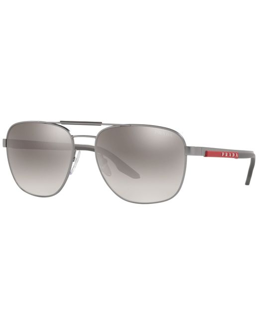 Prada Linea Rossa Sunglasses Ps 53XS 60 GRADIENT GREY MIRROR SILV