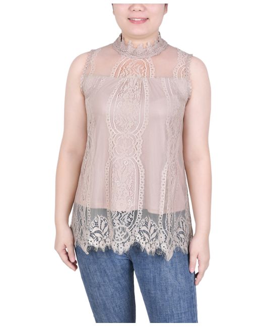 Ny Collection Mock-Neck Lace Top