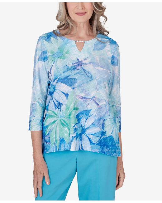 Alfred Dunner Petite Summer Breeze Floral Watercolor Top