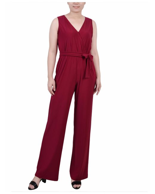Ny Collection Petite Sleeveless Belted Jumpsuit