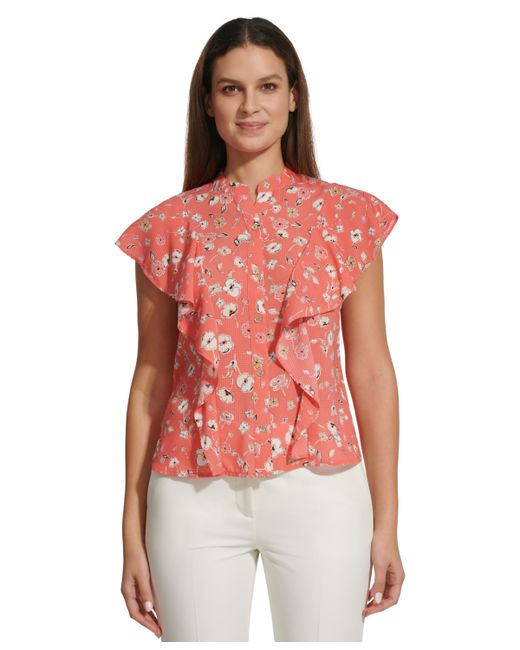 Tommy Hilfiger Floral-Print Ruffled Blouse