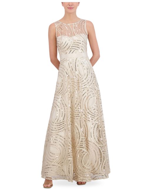 Eliza J Sequined Illusion Gown