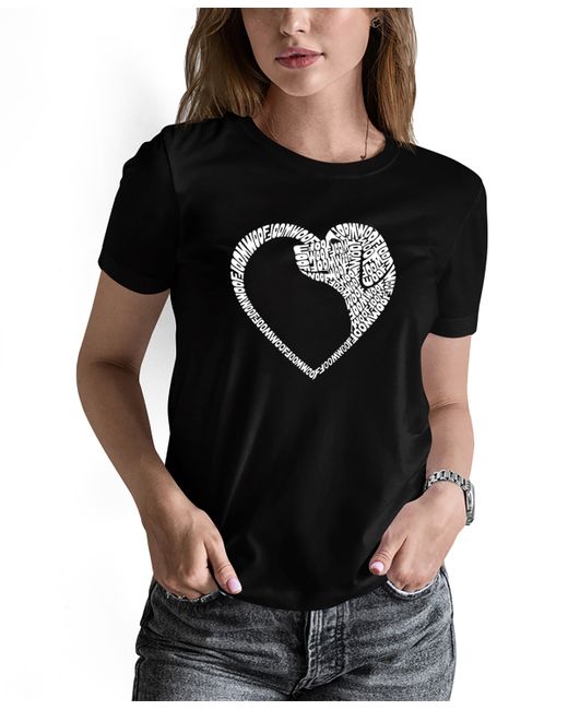 La Pop Art Dog Heart Word Art Short Sleeve T-shirt