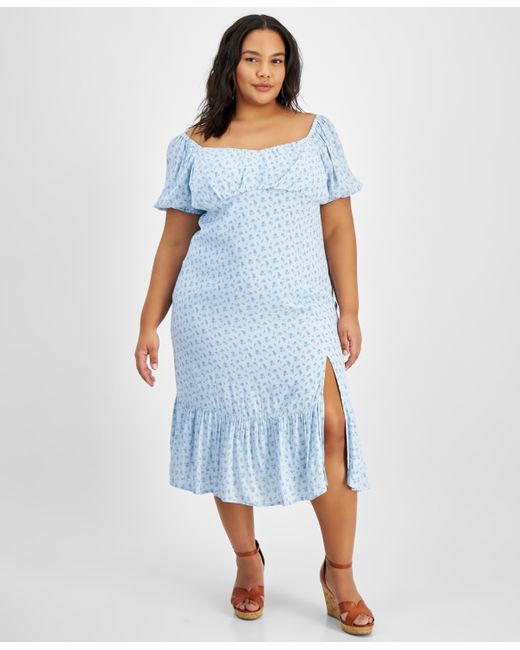 And Now This Printed Puff-Sleeve Midi Dress Xxs-4X