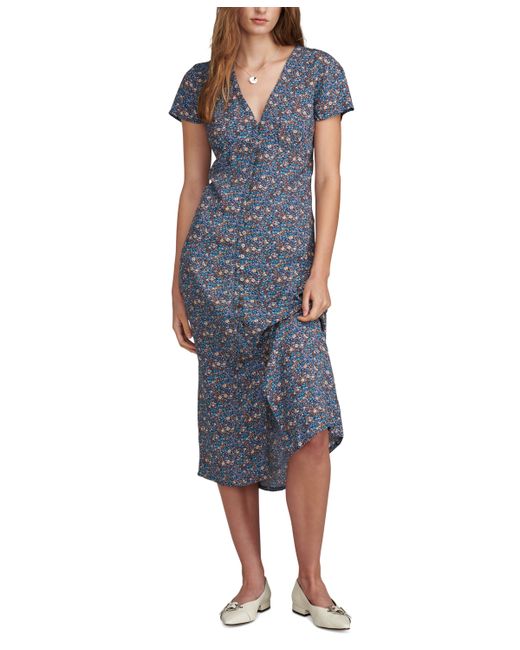 Lucky Brand Floral Print Button Front Midi Dress
