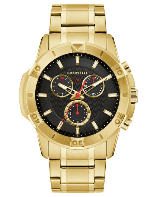 Caravelle NY designed by Bulova Chronograph Gold Tone Stainless Steel Bracelet Watch 44mm