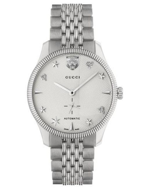 Gucci Swiss Automatic G-Timeless Stainless Steel Bracelet Watch 40mm