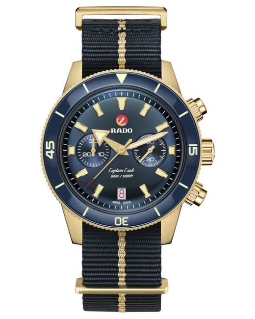 Rado Swiss Automatic Chronograph Captain Cook Nato Strap Watch 43mm